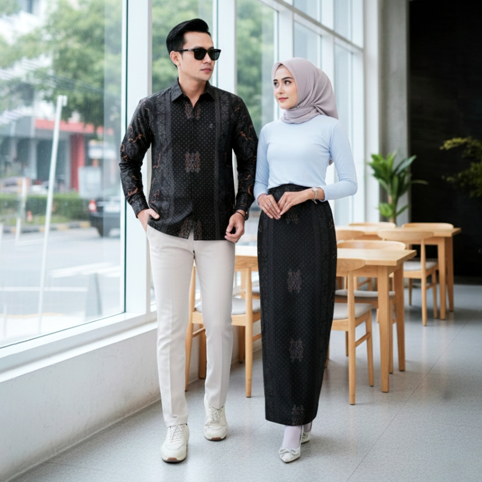 Batik Couple Termurah - Rok Batik Couple Bawahan Kebaya Modern Kemeja Slimfit Baju Batik Furing Baju