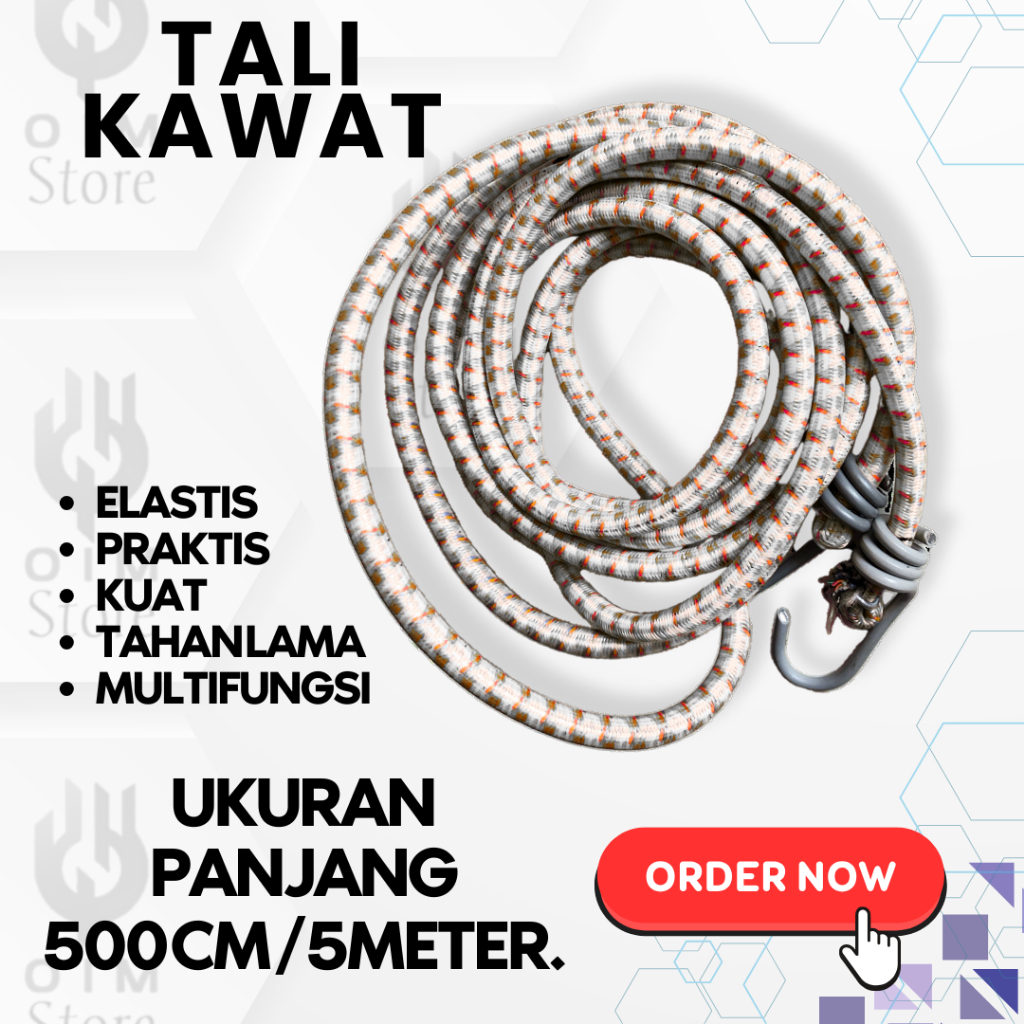 Tali karet pengikat barang bawaan motor mobil kuat multifungsi 5Meter