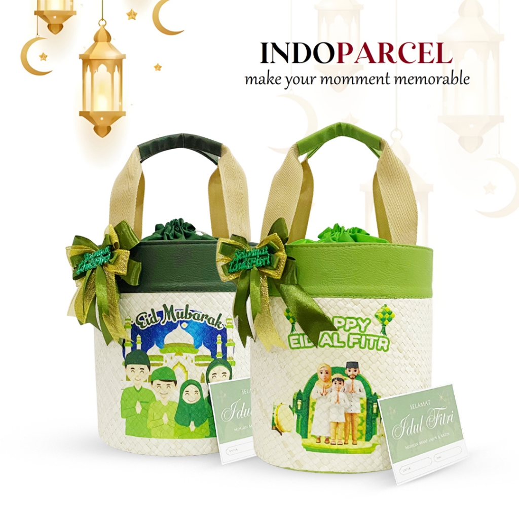 INDOPARCEL - Tas Parcel Tabung Lebaran Anyaman Pandan Tas Bingkisan Gift Bag Tas Kado Decopage Speci