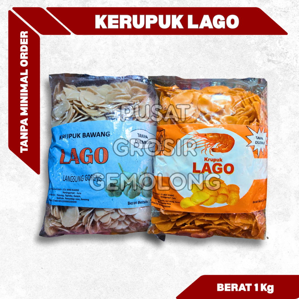 [sedia grosir] KERUPUK LAGO BAWANG DAN UDANG MENTAH 1kg ASIN GURIH