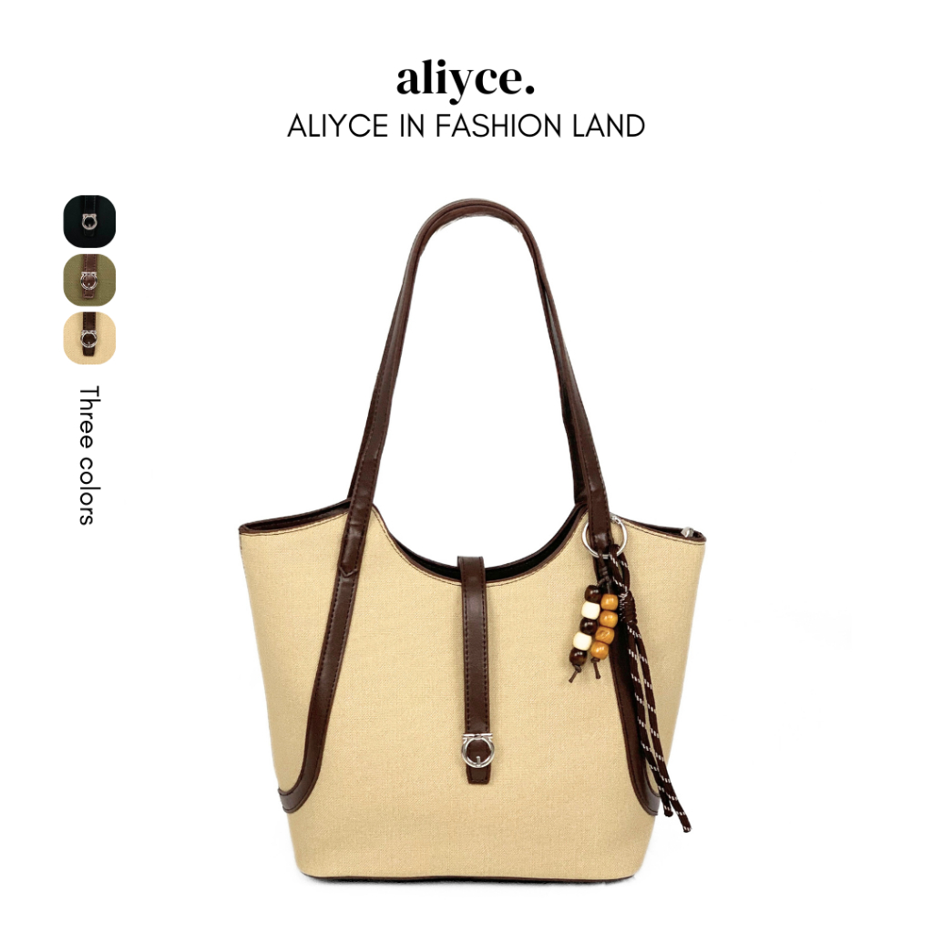 ALIYCE - Tas Totebag Wanita Premium - Tas Totebag Tas Bahu Canvas Tebal Totebag Kuliah Kerja Import