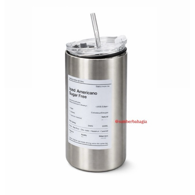 Botol Minum Estetik Stainless Tumbler Sedotan Stainless