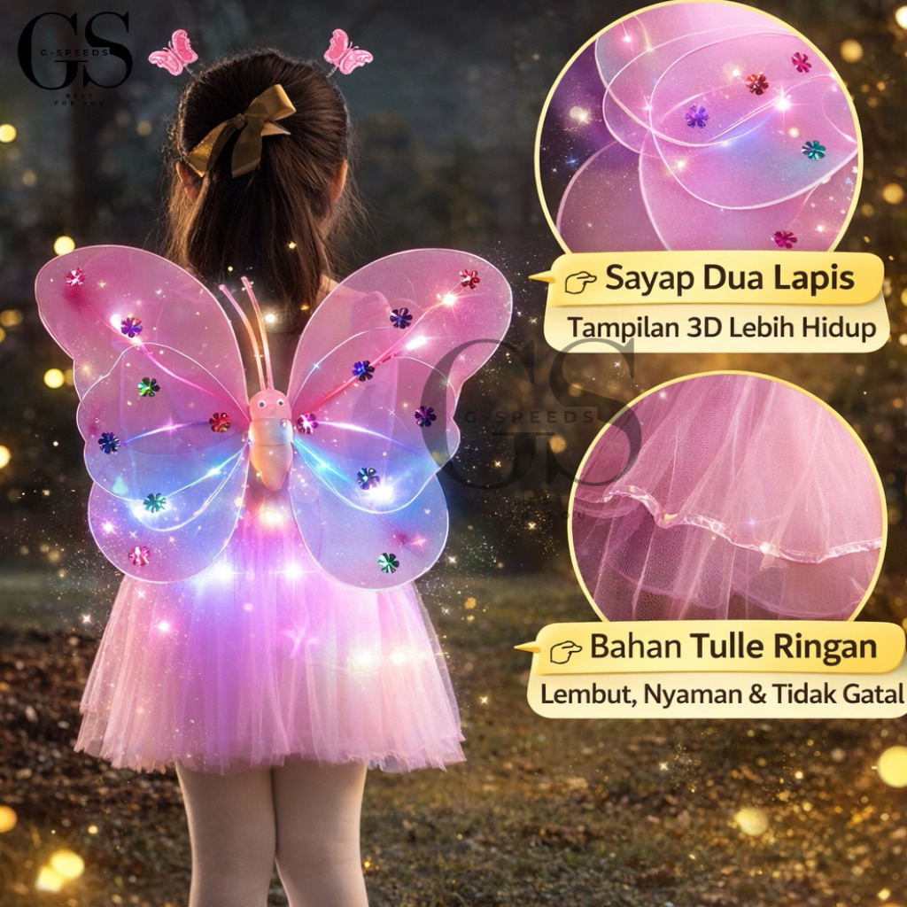 Sayap kupu kupu/Hadiah Tongkat Sihir Anak-anak/sayap peri anak perempuan/Dekorasi Punggung Sayap Kup