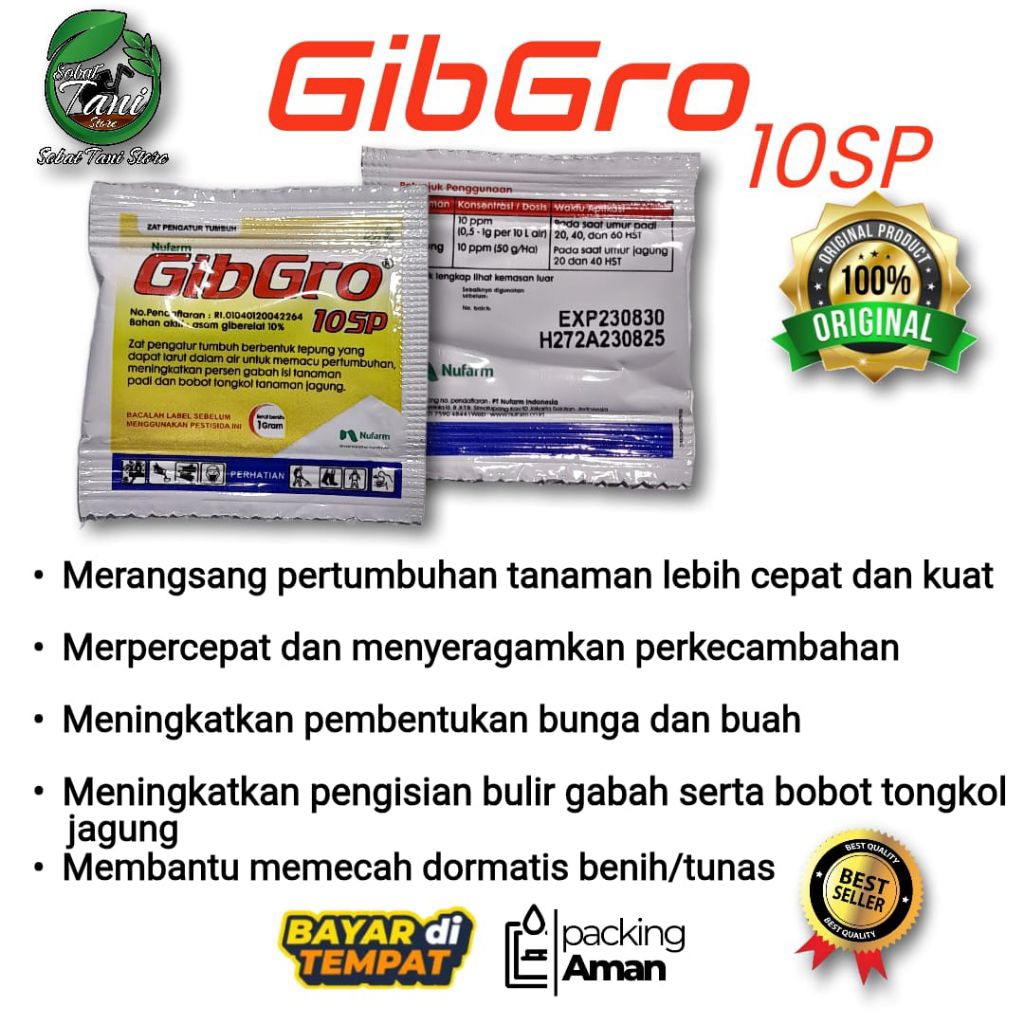 ZPT Gibgro 10 SP | Pupuk pembesar buah dan peninggi batang Asam Giberelat (GA3) original