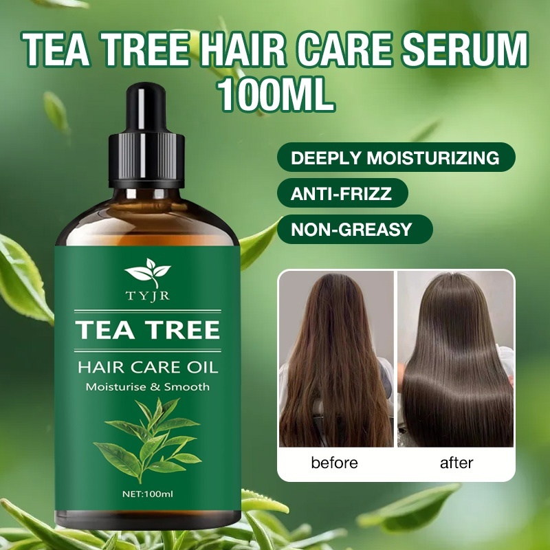 Tea Tree Oil Hair Serum 100ml Rambut Minyak Teh Melembabkan Mengatasi Rambut Kering Kusut Menjadikan