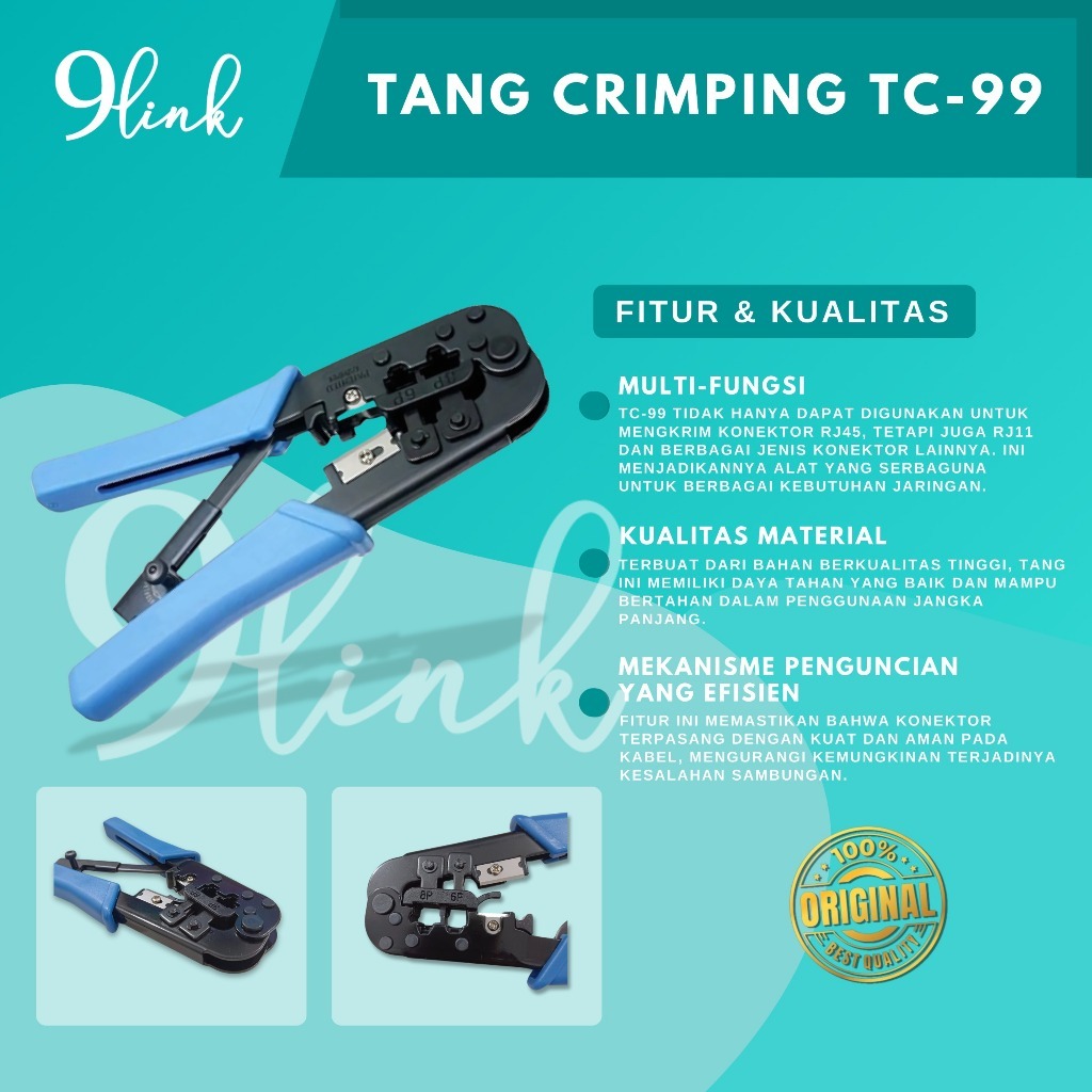 Tang Crimping Tools TC-99 Crimping Tool RJ45 RJ11 / RJ12, Original 9link