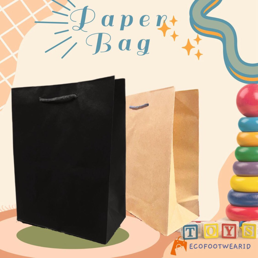 Tas kado paperbag kecil polos hitam coklat paper bag Polos murah ecofootwear.id
