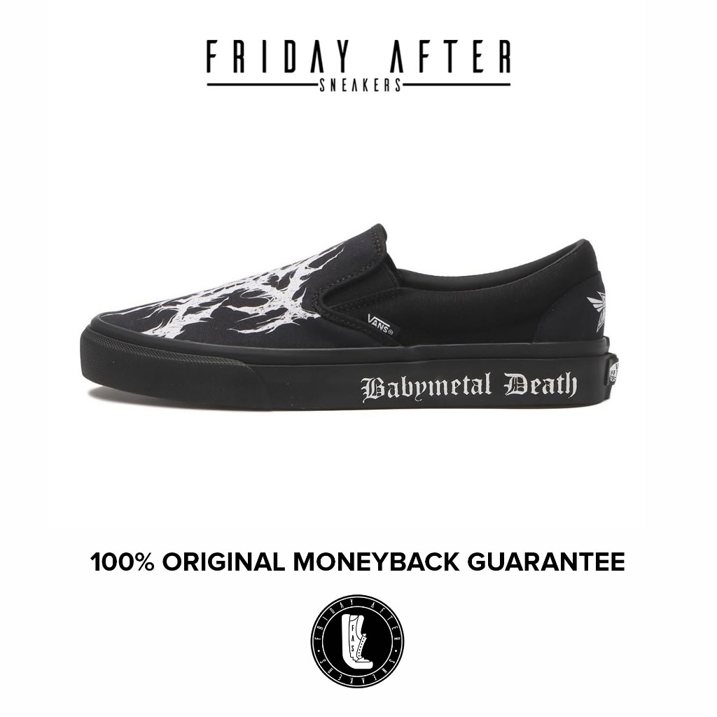 Sepatu Sneakers Pria Vans Slip On x Babymetal Black Classic Original Resmi