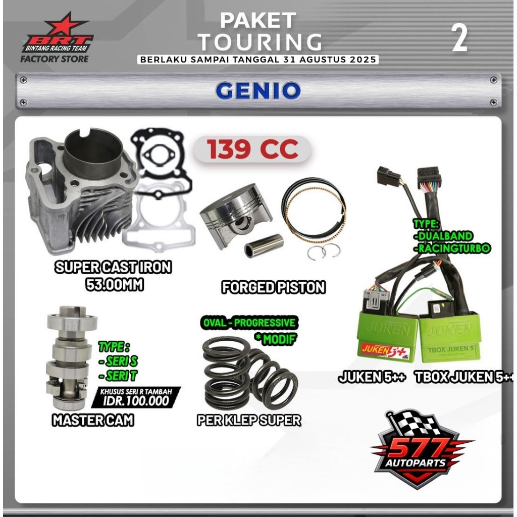 Paket Touring Bore Up 130cc BRT Honda Genio, All New Beat