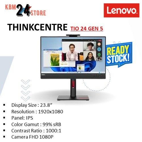 Monitor Lenovo ThinkCentre TIO 24 Gen 5 23.8" FHD IPS GARANSI RESMI
