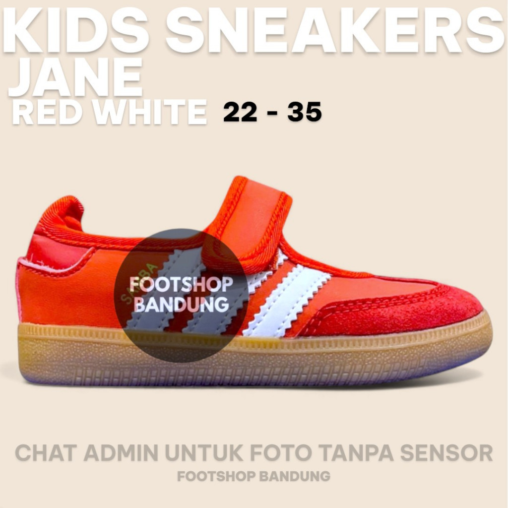 Sepatu Sneakers Casual Anak Kids Toddler Samba Jane Red Gum Size 22 - 35 100% BRAND NEW