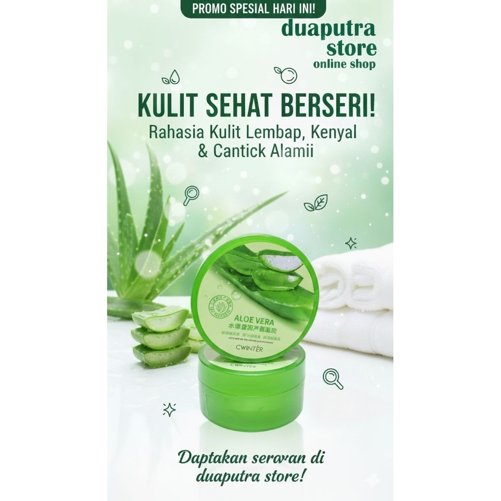Lidah buaya gel, aloe vera soothing gel, pelembap wajah alami, gel lidah buaya murni, cwinter aloe v
