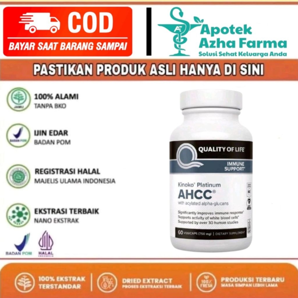 Quality Of Life Kinoko Platinum AHCC 750mg - 60 Capsules - Immune Support