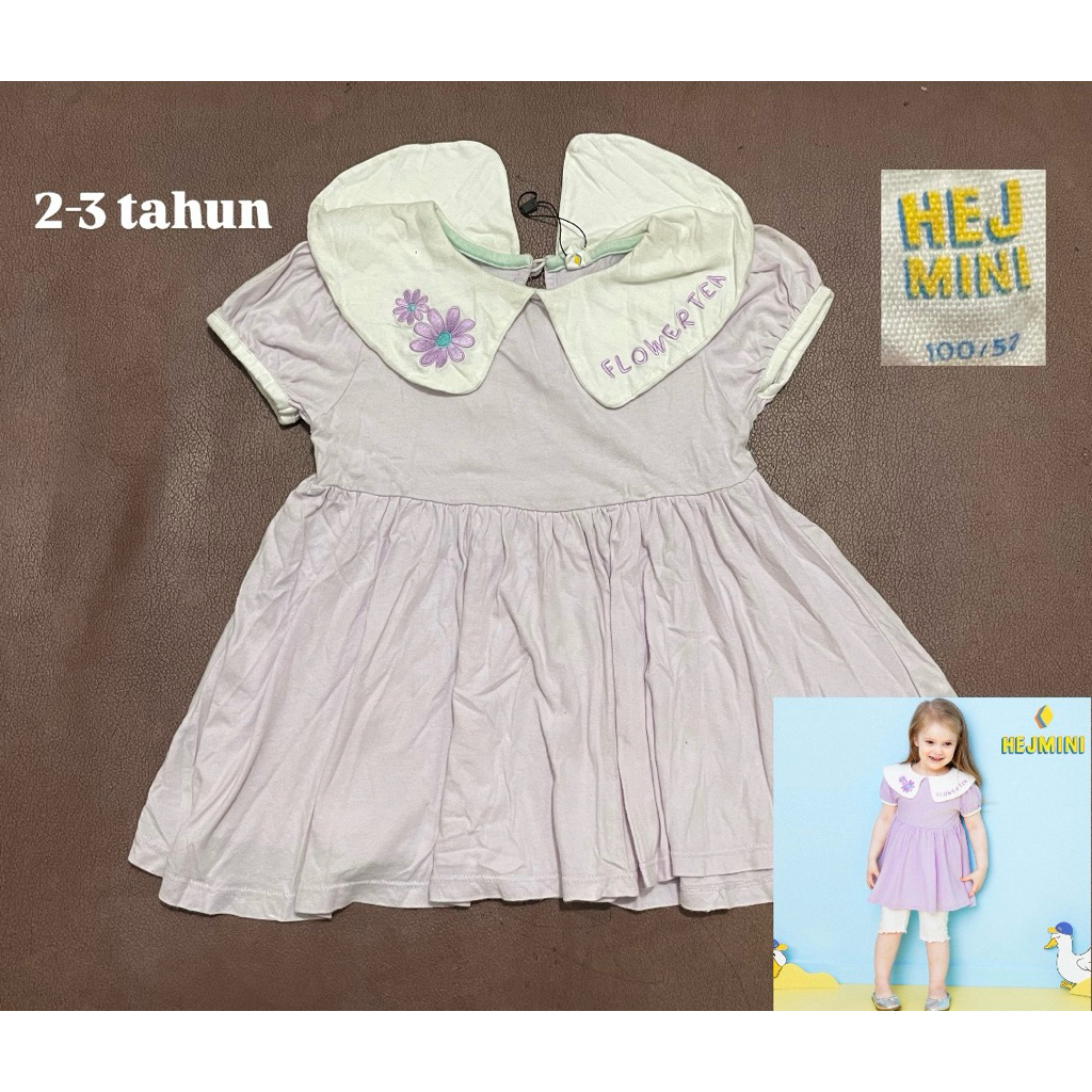 Dress Sailor HEJ MINI Anak Perempuan Usia 2-3 Tahun / Dress Lilac Anak Cewek 2 Tahun / OOTD Kekinian