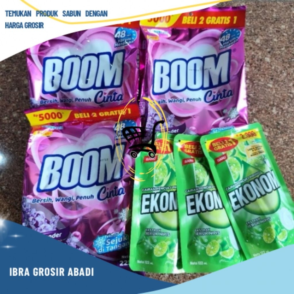 Paket Hemat 3pcs Sabun Boom Cinta Lavender (5000) dan 3pcs Sabun Ekonomi Cuci Piring (2000)
