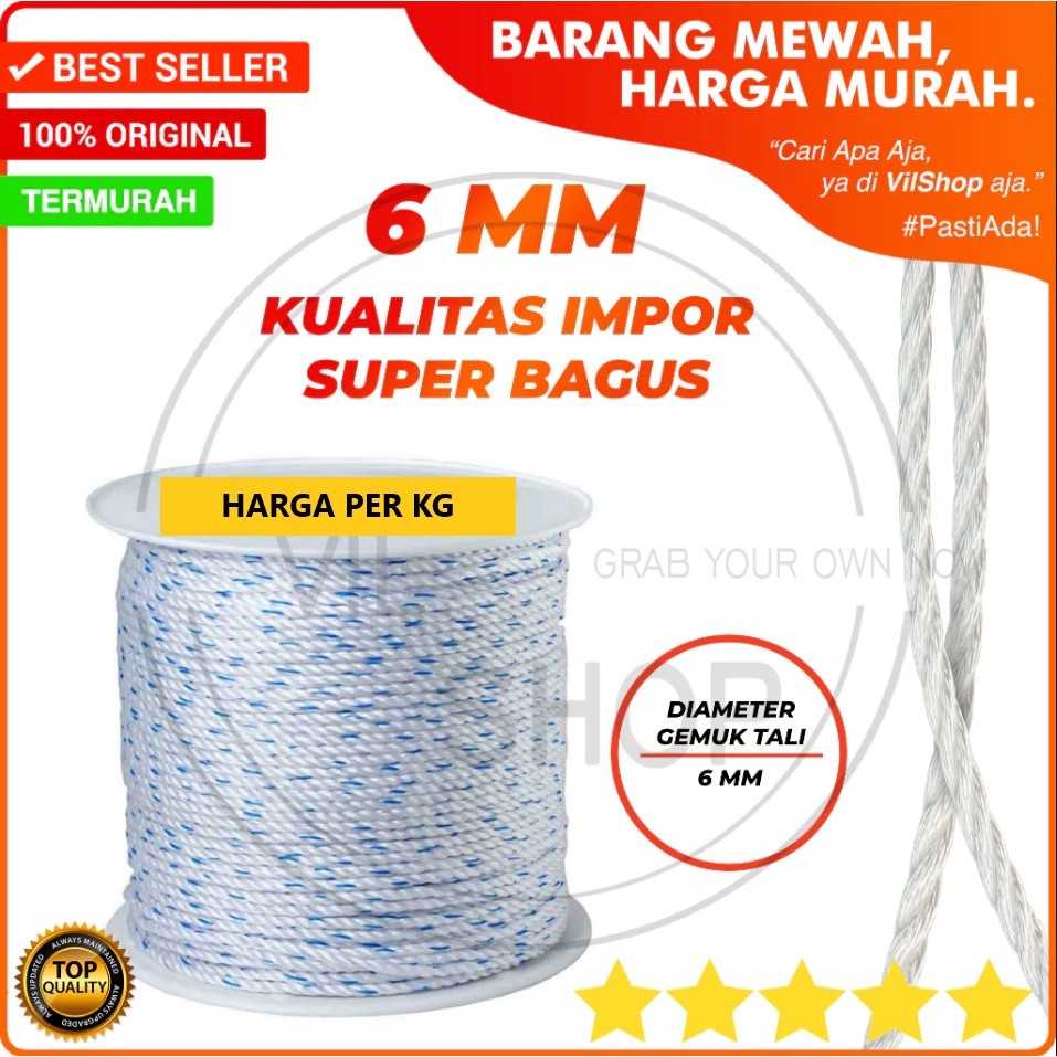 TALI PUTIH 6 MM HARGA PER KG
