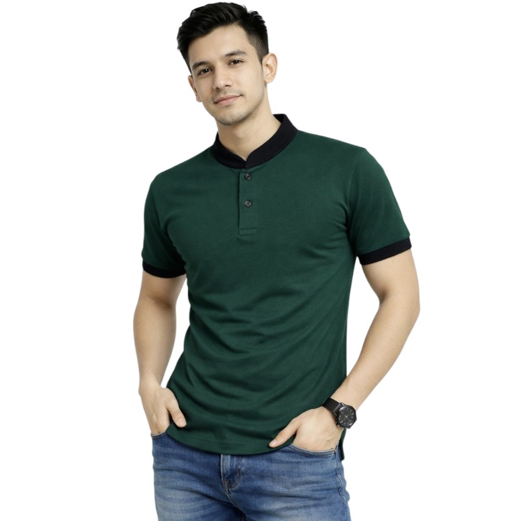 Kaos Polo Shirt Kerah Shanghai Pria Dewasa Lengan Pendek