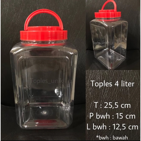 12pcs toples kotak 4 liter Toples besar Toples kerupuk Toples kedap Toples cupang Toples kotak 4L To