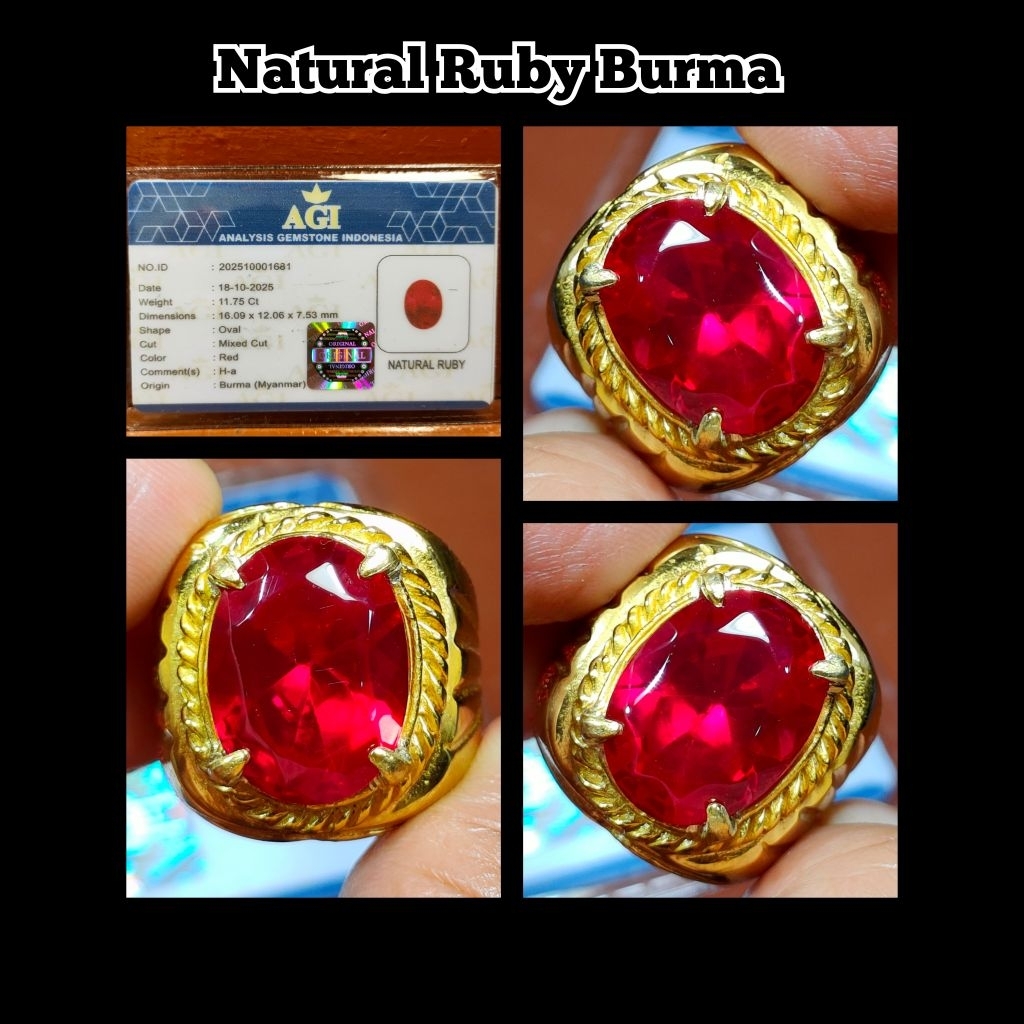 batu permata Ruby delima Burma asli Myanmar HQ