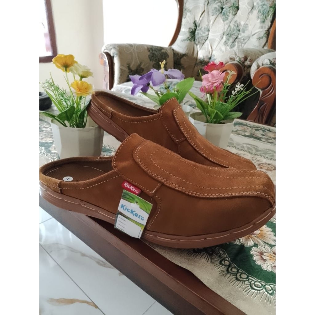 sepatu selop pria kulit Suede premium/sepatu sandal selop kulit/sandal selop kulit/sandal kulit pria