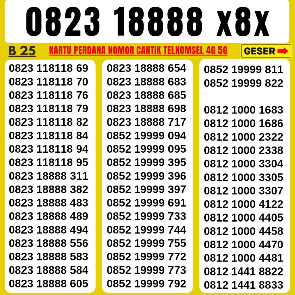Nomor Cantik Telkomsel Panca Super 18888 Kartu Perdana Telkomsel Tsel Red Telkomsel 5g Telkomsel 10 