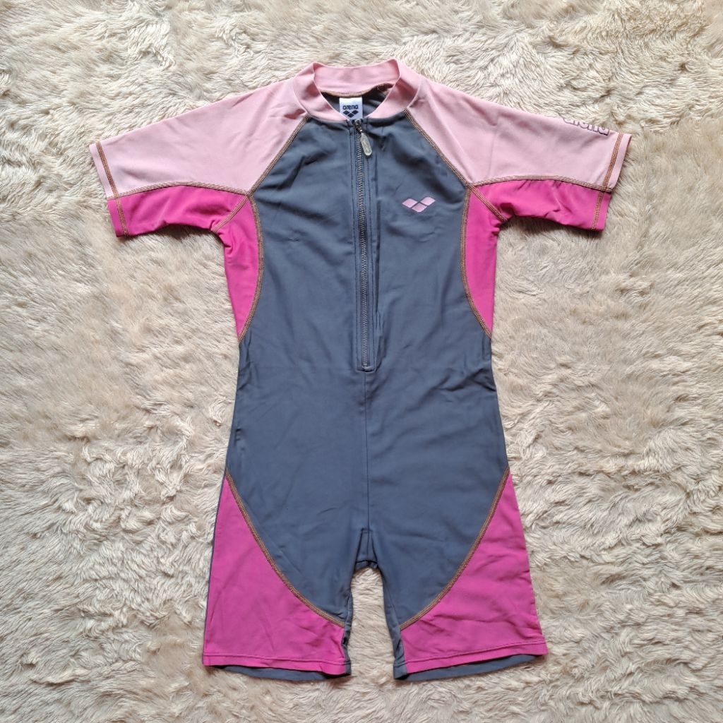 BAJU RENANG ARENA JUNIOR ANAK CEWEK PEREMPUAN SWIMWEAR SWIMSUIT SIZE 7 TAHUN PINK
