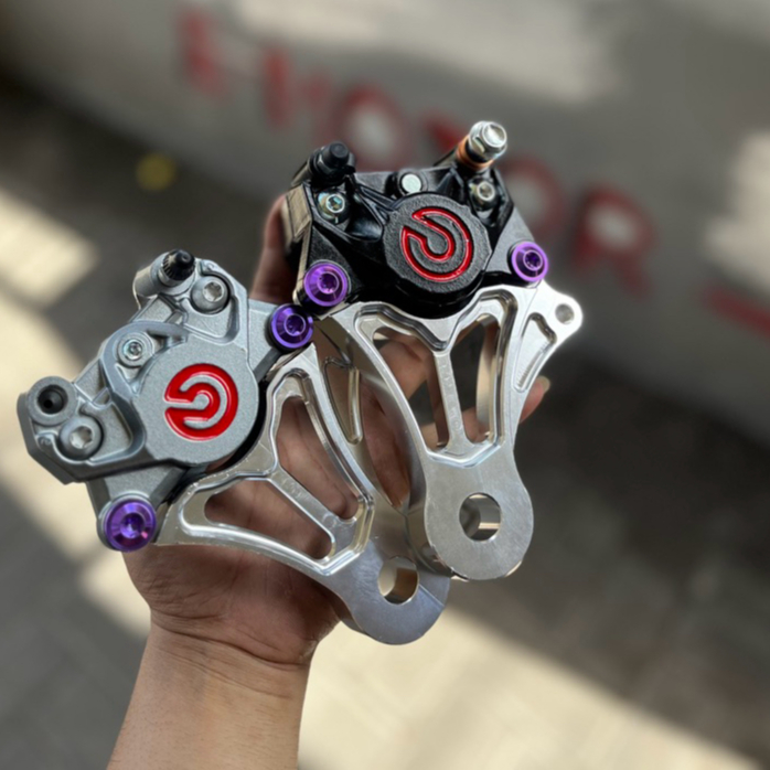 Kaliper Brembo 2 Piston Big Titanium dan kaliper traction 2 piston full cnc set breket mio soul scoo