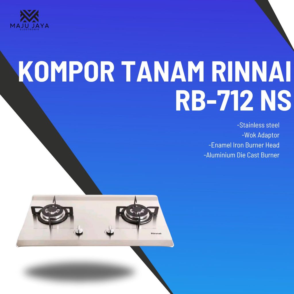 Kompor Tanam Rinnai Stainless RB-712NS Kompor Gas Tanam Stainless RB 712 NS