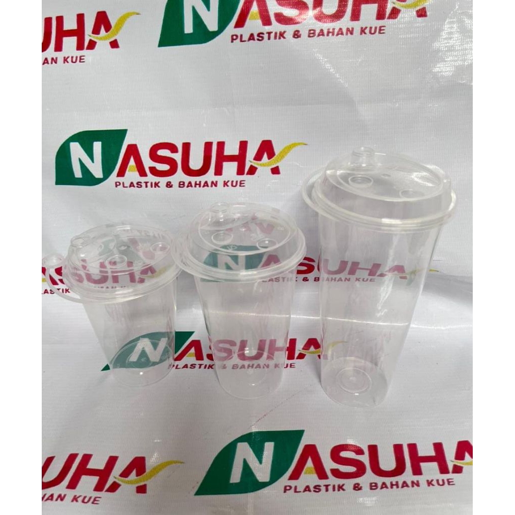 cup pp inject 380ml oval / 400ml / 500ml / 700ml dan tutup cup inject isi 25pcs