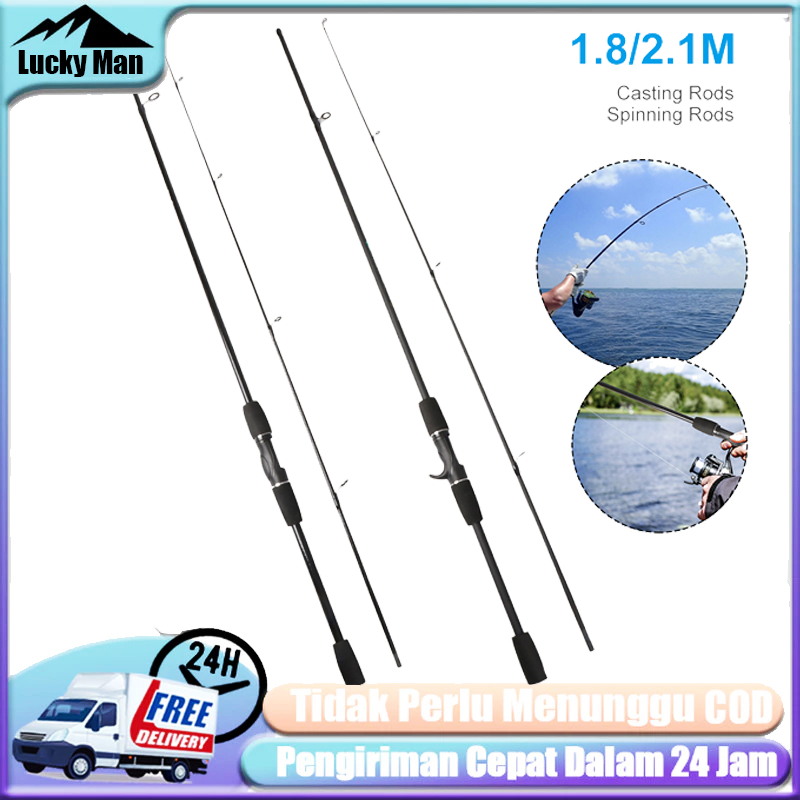 Joran Pancing Spinning Serat Karbon Keras Portabel Joran Teleskopik Ultra Ringan Tahan Maksimum 5kg 