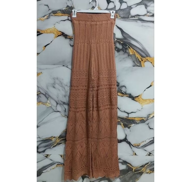 GRL CELANA KULOT RAJUT JARING TERACOTTA