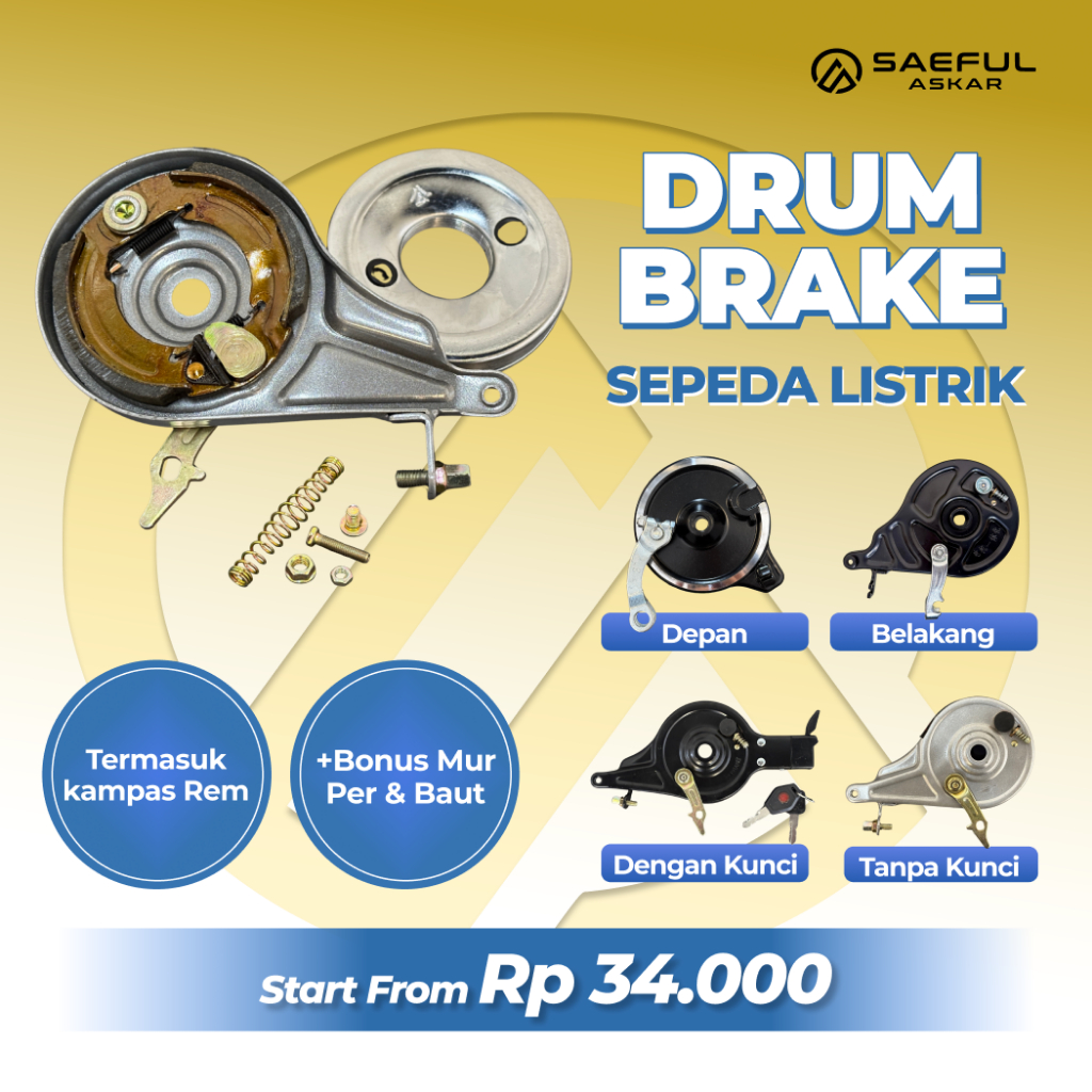 Kampas Rem SET dengan Tromol Sepeda Listrik