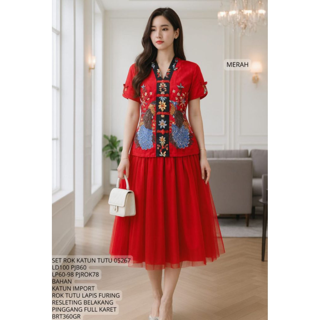 set rok tutu batik cheongsam , imlek 05267