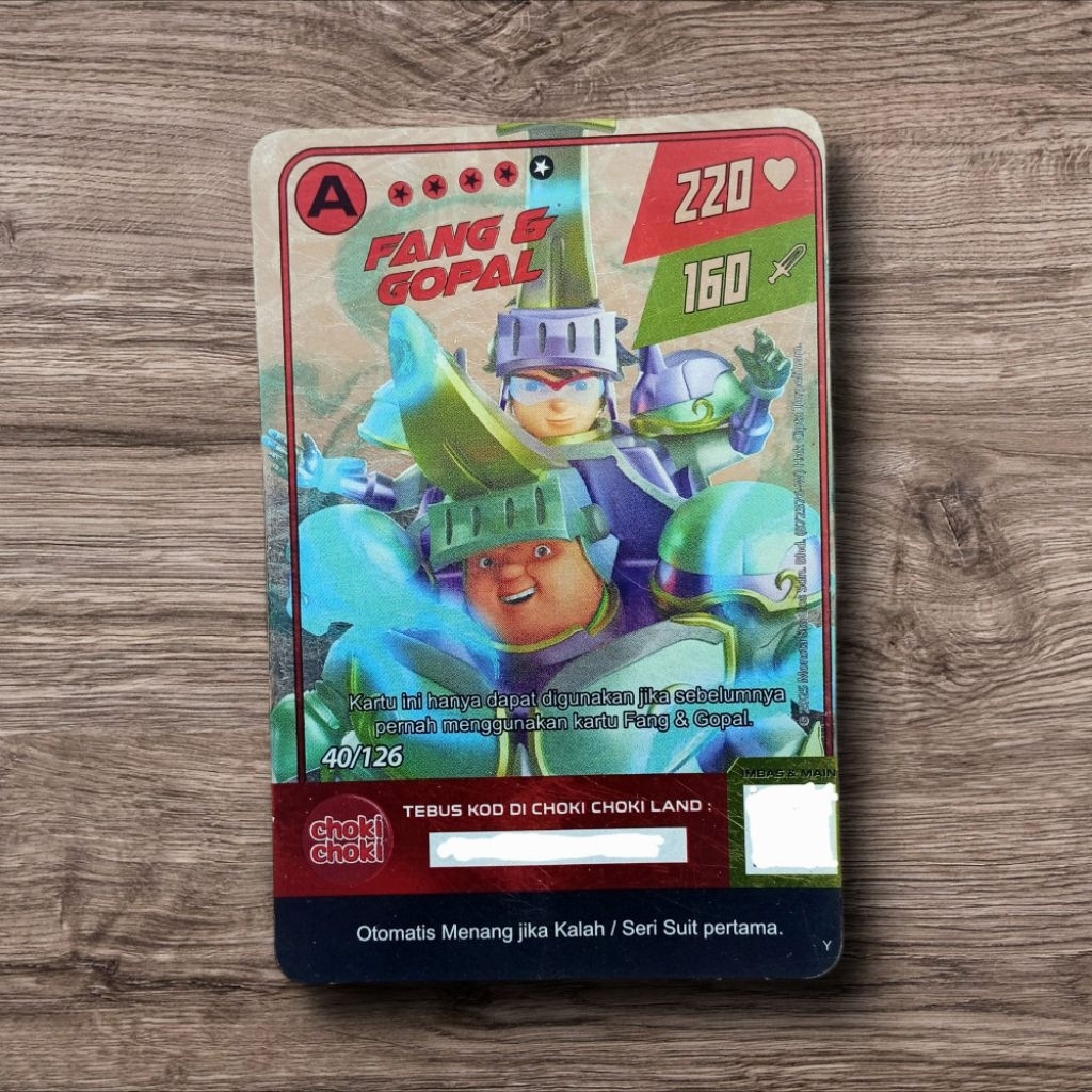 Kartu Karakter Boboiboy FG
