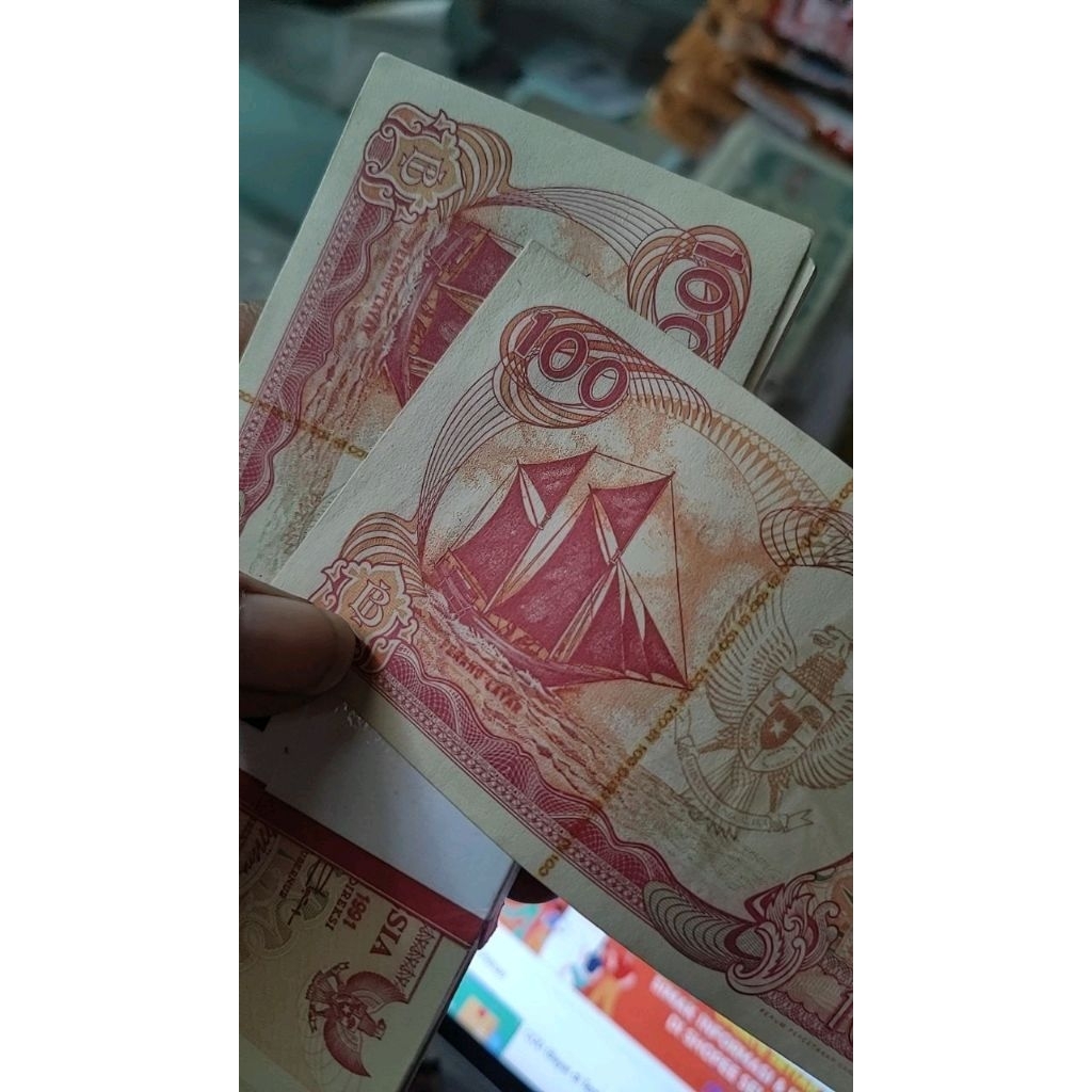 100 rupiah perahu layar garuda tahun 1991