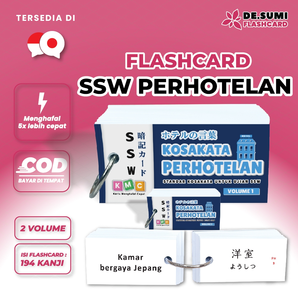 Flash card Kosakata Perhotelan Kotoba Kaigo Bahasa Jepang