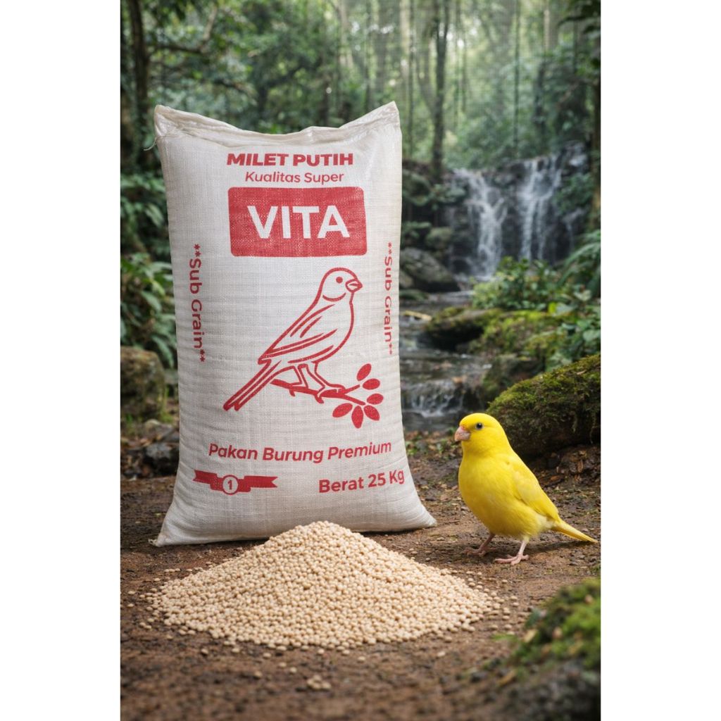 KARUNGAN 25KG Milet Putih VITA Kualitas Super – Pakan Burung Premium | Millet Putih Kenari Lovebird