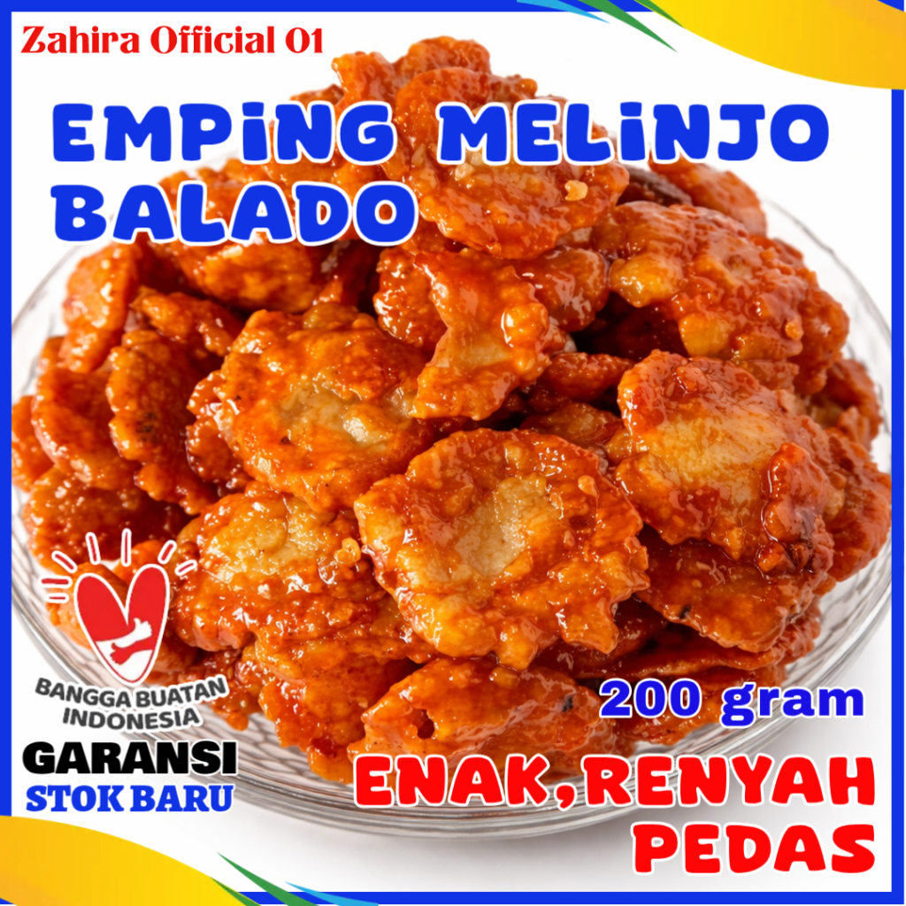 Cemilan Emping Melinjo Pedas Manis Bumbu Balado Oleh-oleh Kebumen 200gram
