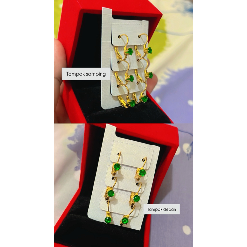 ANTING KOIN 91 mata hijau , replika emas 24karat