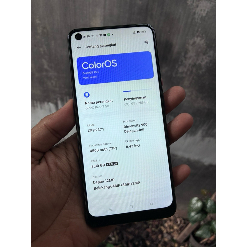 Oppo Reno 7 5g ram 8/256 gb