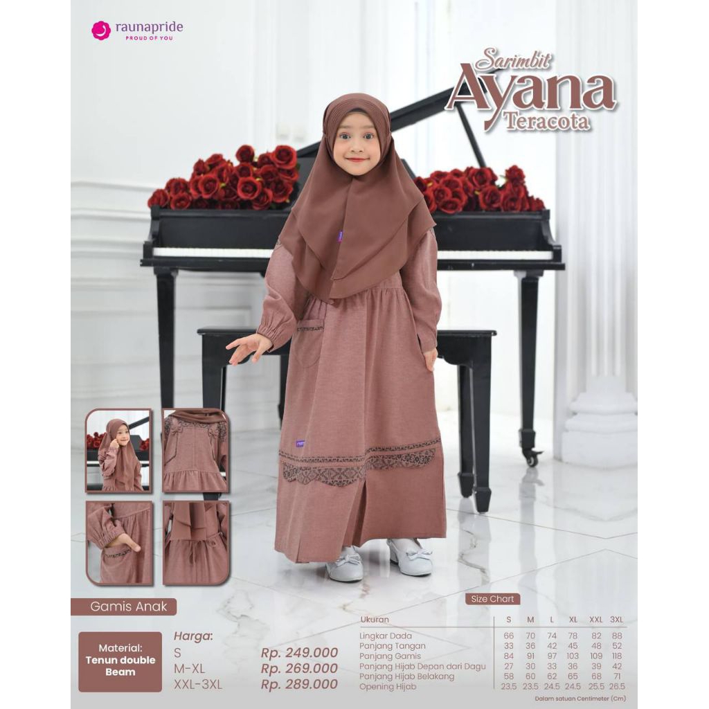 GAMIS ANAK SARIMBIT AYANA BY RAUNA, GAMIS ANAK RAUNA PROMO