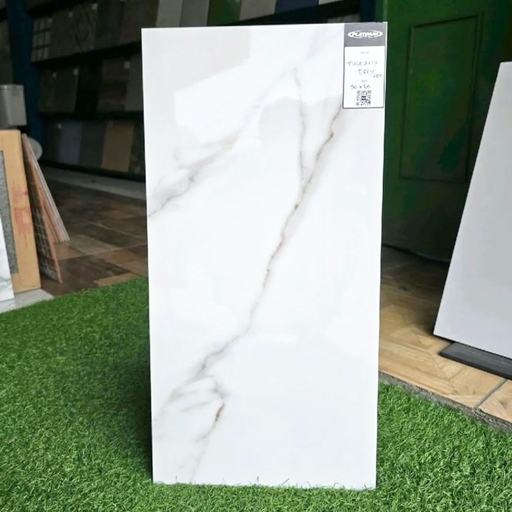Keramik Cutting 30x60 Platinum Tuscany Grey  | Glossy