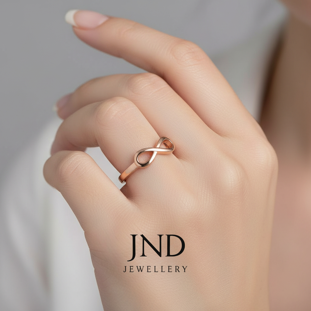 Cincin Infinity Wanita Minimalis Elegan | Cincin Simbol Tak Terhingga | Suasa Kuningan Asli Lapis em
