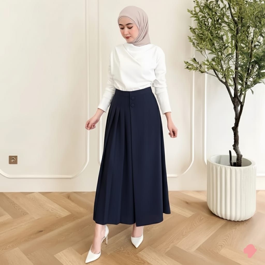 Kulot Rok Cellie Pleats Casual Fit // Rok kulot wanita Jumbo Terbaru
