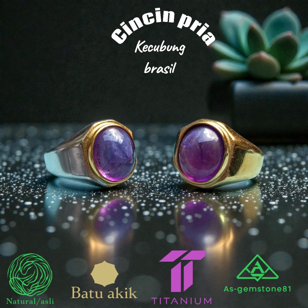 Cincin Pria batu Kecubung asli