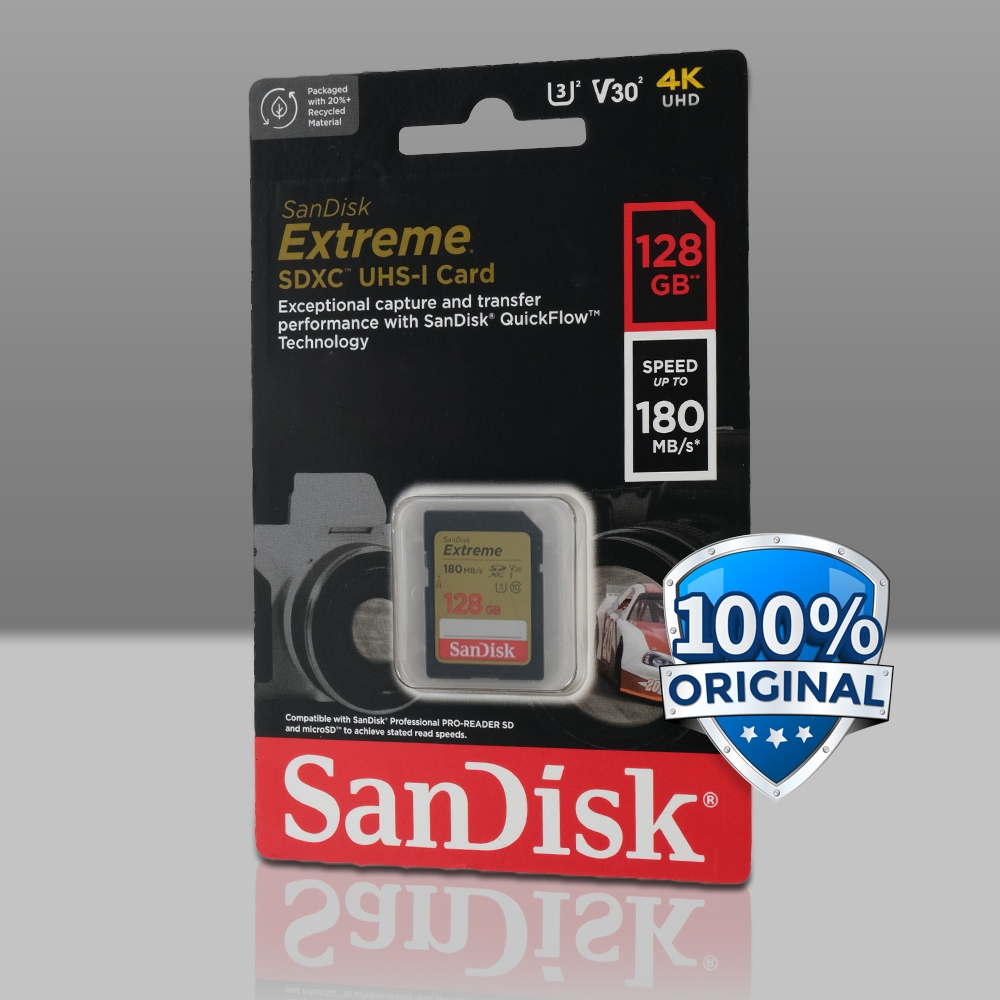 128GB SanDisk Extreme SDXC UHS-I Card V30 U3 SDSDXVA-128G Kartu Memori Profesional 4K UHD 130 Mbps O