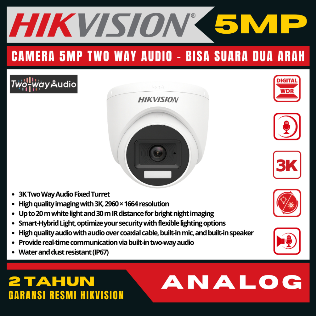 Hikvision 5mp audio kamera two way audio cctv camera indoor