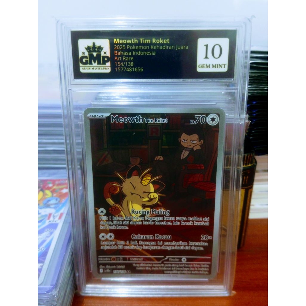Meowth Tim Roket 2025 Pokemon Kehadiran Juara Grade Master Pro 10