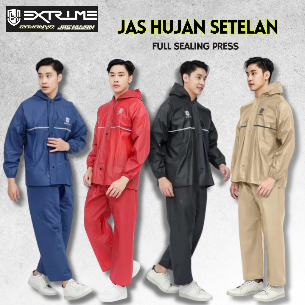 Extrime Jas Hujan Dewasa | Setelan Jas Hujan Dewasa Tebal Anti Rembes - Mantel Full Sealing Press
