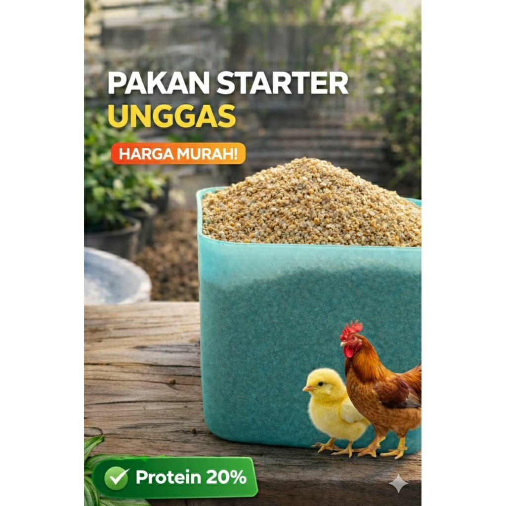 Pakan Starter Unggas Protein 20% | Cocok DOC & DOD || Berat 500g